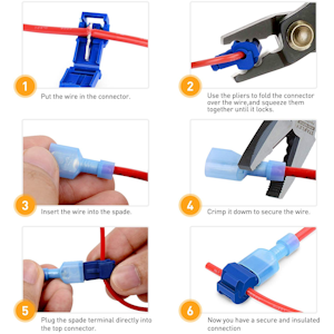 Bob's CB (T-TAP-Y) - T-Tap Female Connector - Single Blade - with Nylon Fully Insulated Male Quick Disconnect, 12-10 Ga, Yellow, 20A, Each, Connectors Bob's CB (T-TAP-Y) - T-Tap Female Connector - Single Blade - with Nylon Fully Insulated Male Quick Disconnect, 12-10 Ga, Yellow, 20A, Each, Connectors