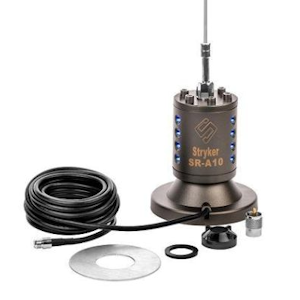 Stryker (SR-A10-Magnetic) - 10 & 11 Meter Magnetic Mount Antenna, Tunable, 5in Magnetic Base, 63in Stainless Steel Whip, 66in Total Height, Light Gray Coil, 10K Watt, 26-30MHz, Base Loaded, Mobile CB Antennas