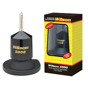 Wilson (880-200152B) - Wilson 5000 Series Magnet Mount Antenna Kit, Tunable, 62.5in Whip, Black Coil, 5000 Watt, 26-30MHz, Base Loaded, Mobile CB Antennas